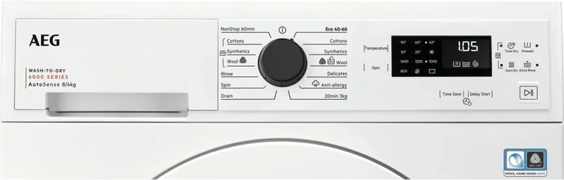AEG LWX60846B - White 8KG/4KG Washer Dryer - 1600 RPM - D energy - Image 2