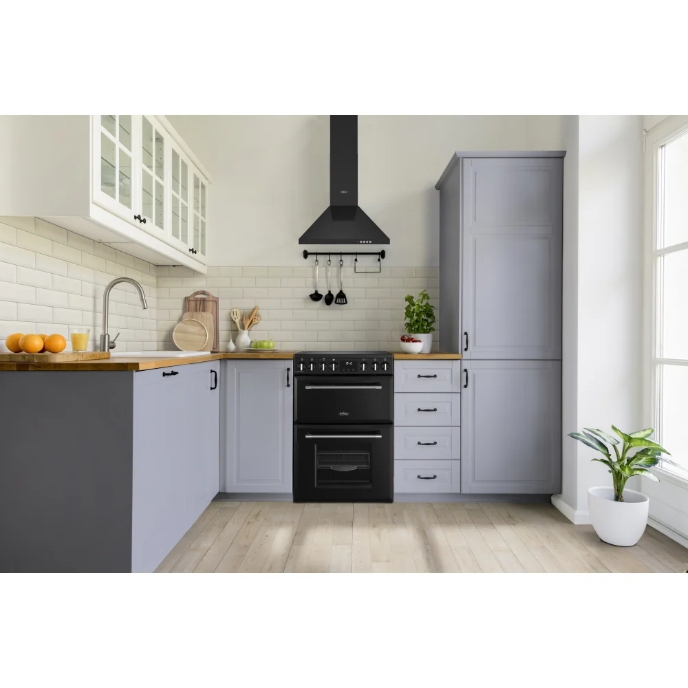 Belling Farmhouse 60E 444411810   - Black Ceramic Electric Cooker with Double Oven - 70/33L Capacity - A energy - Image 2