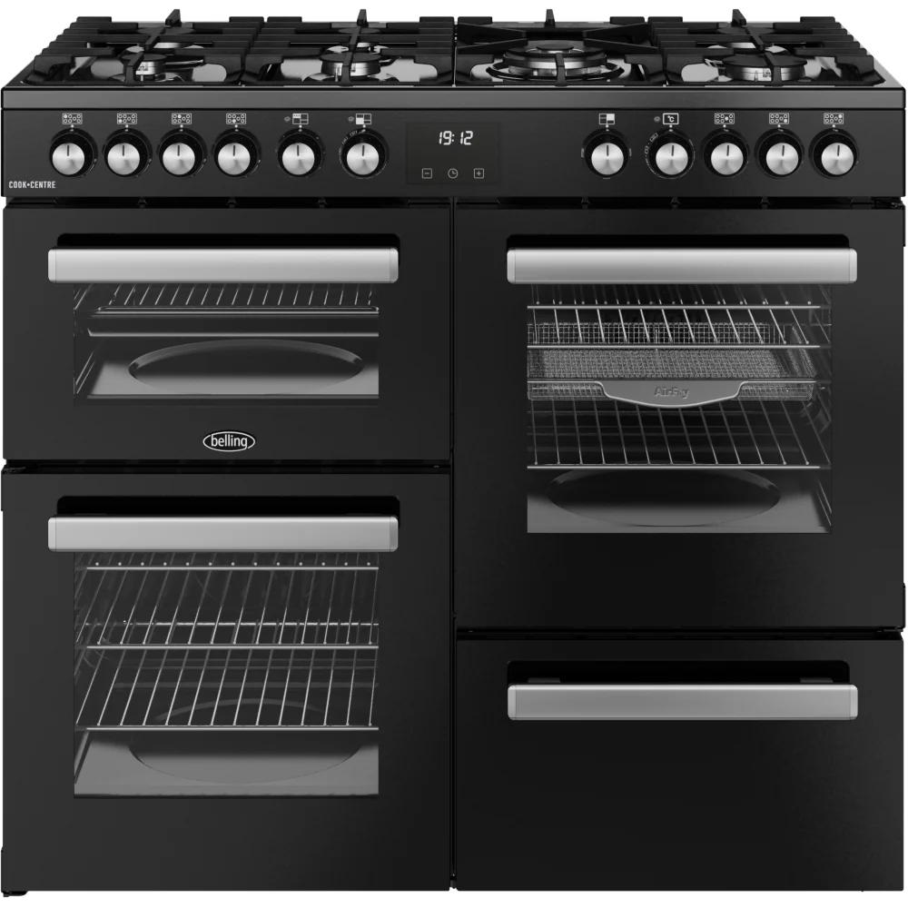 Belling RCA COOKCENTRE 100DF 444411799 - Black 100cm Dual Fuel Range Cooker - 199L Capacity - A Energy Rating