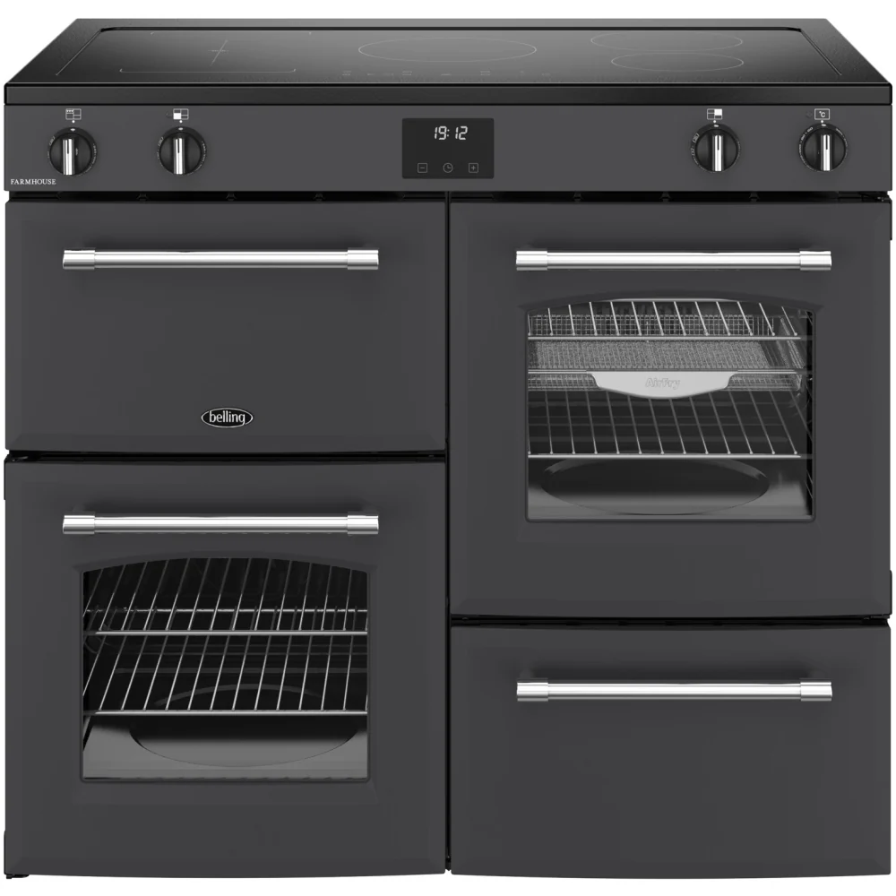 Belling RCA FARMHOUSE 100Ei 444411831 - Grey 100cm Induction Range Cooker - 5 Zones, 199L, A Energy
