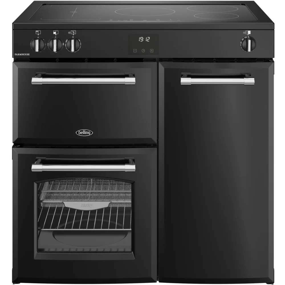 Belling RCA FARMHOUSE 90Ei B 444411823 - Black 90cm Induction Range Cooker - 174L Capacity - A Energy Rating