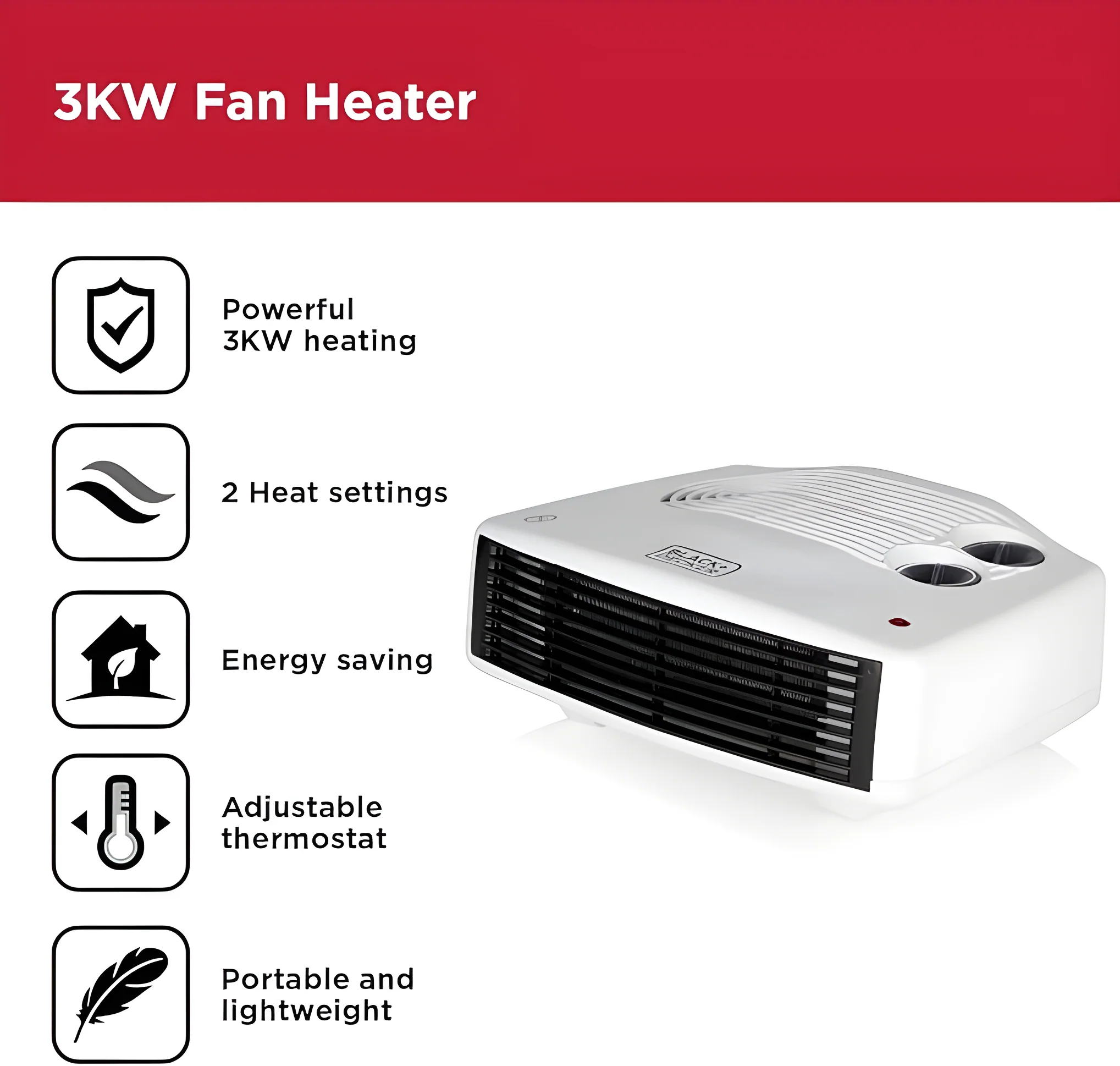 Black + Decker BXSH37006GB - Fan Heater - Image 2