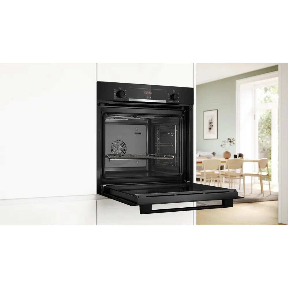 Bosch Series 4 HQA534BB3B - Black 71L Built-In Electric Single Oven with added steam function - 3D Hot Air - A+ Energy Rating - Image 4