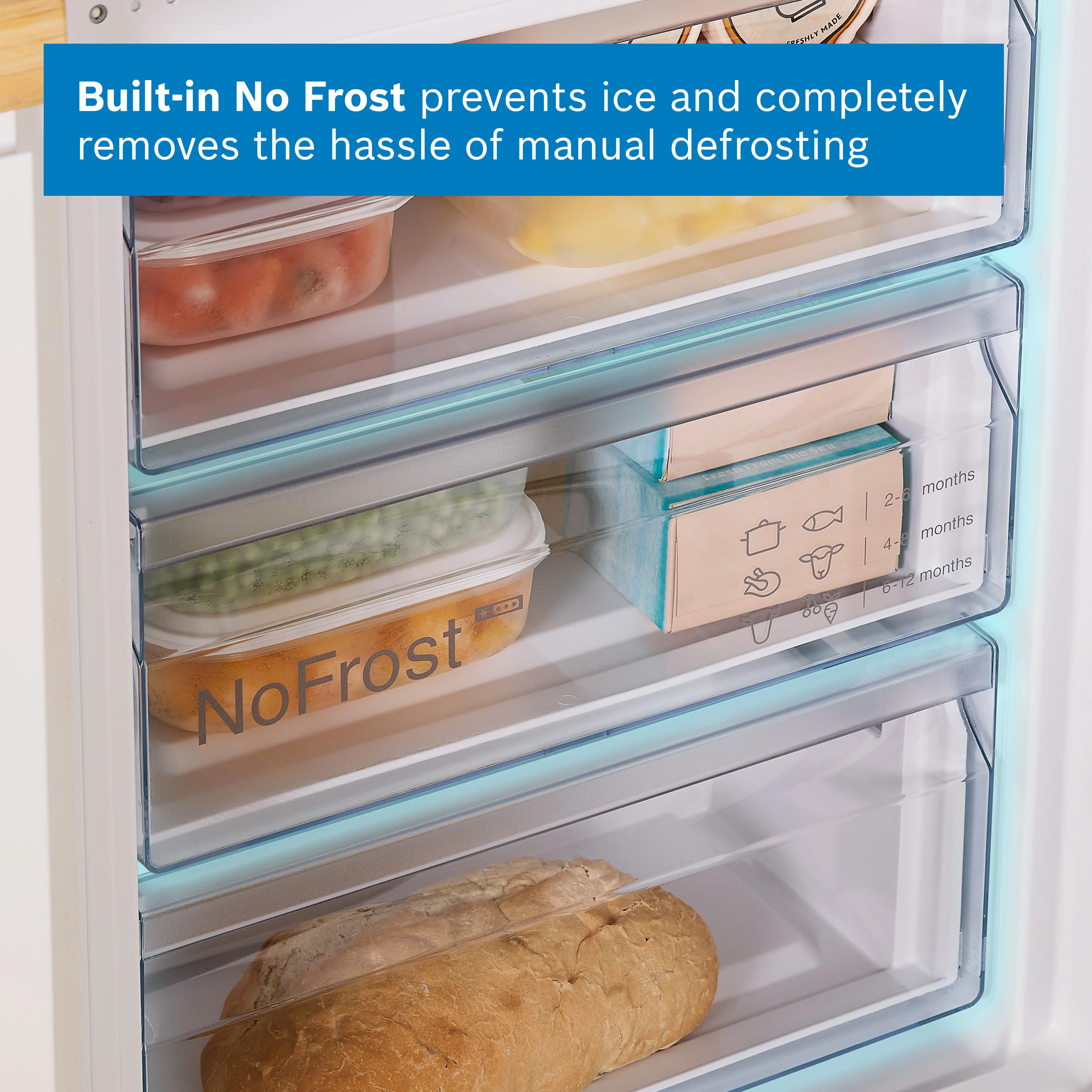 Bosch Series 2 KIN96NSE0G - White 290L Integrated 60/40 Split Fridge Freezer - Sliding Door - E Energy - Image 6
