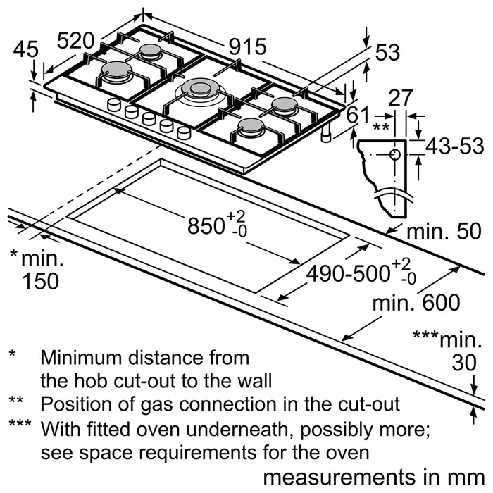 Bosch Series 6 PCR9A5I90 - Stainless Steel 91.5cm Gas Hob - 5 Burners - Image 10