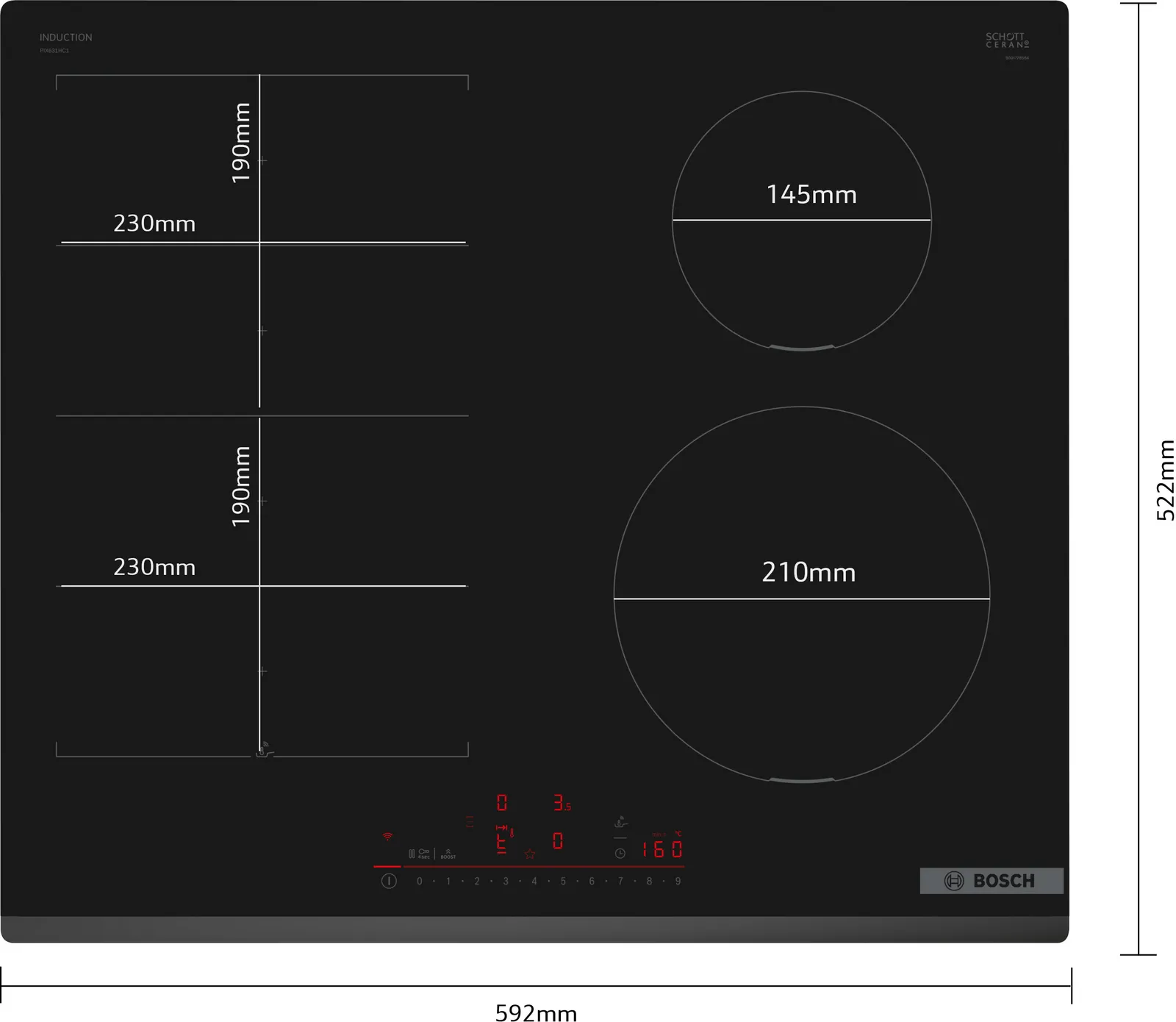 Bosch Series 6 PIX631HC1E - Black 4 Zone Induction Hob - Image 2