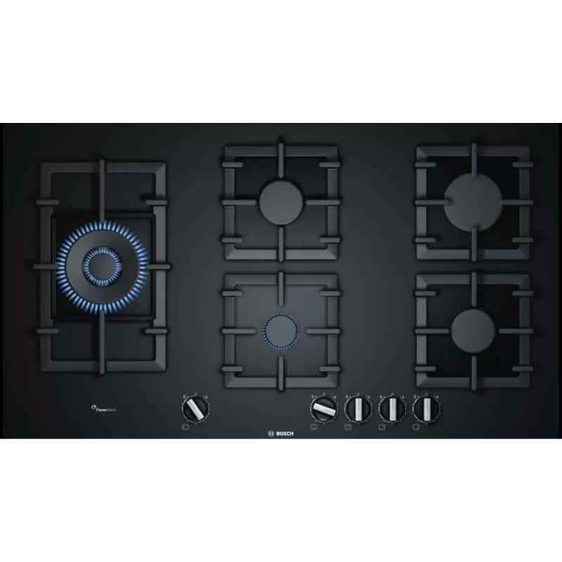 Bosch Series 6 PPS9A6B90 - Black Tempered Glass 5 Zone Gas Hob