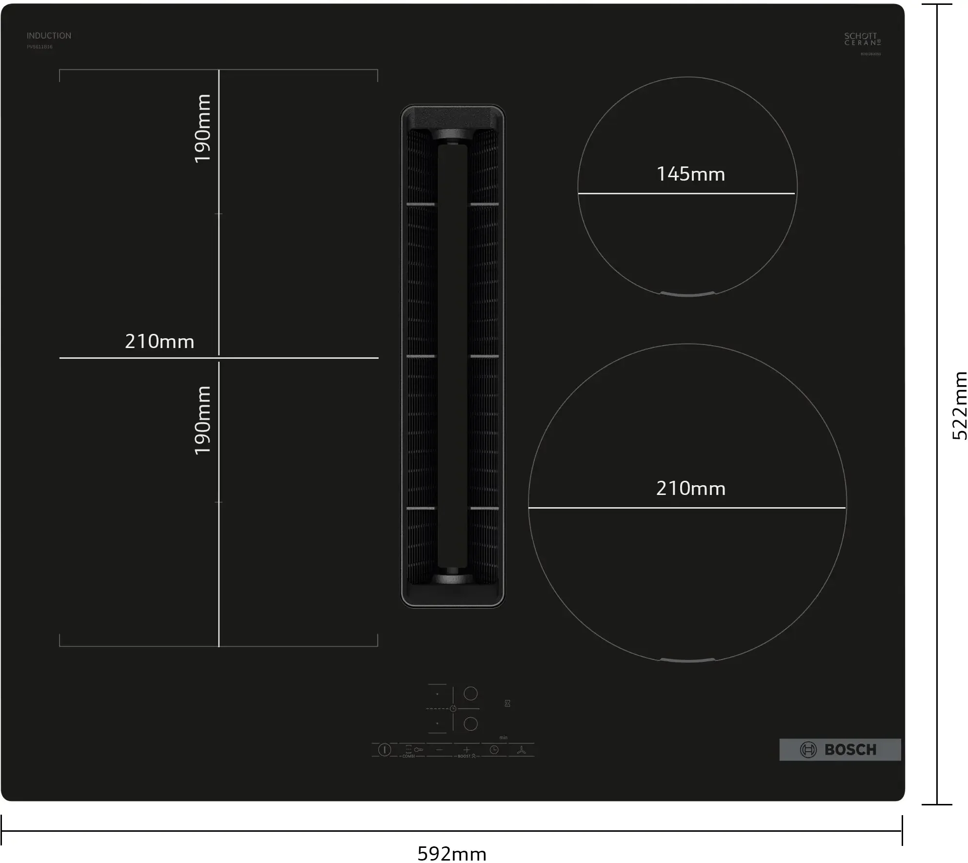 Bosch Series 4 PVS611B16E - Black 4 Zone Venting Hob - B energy - Image 6