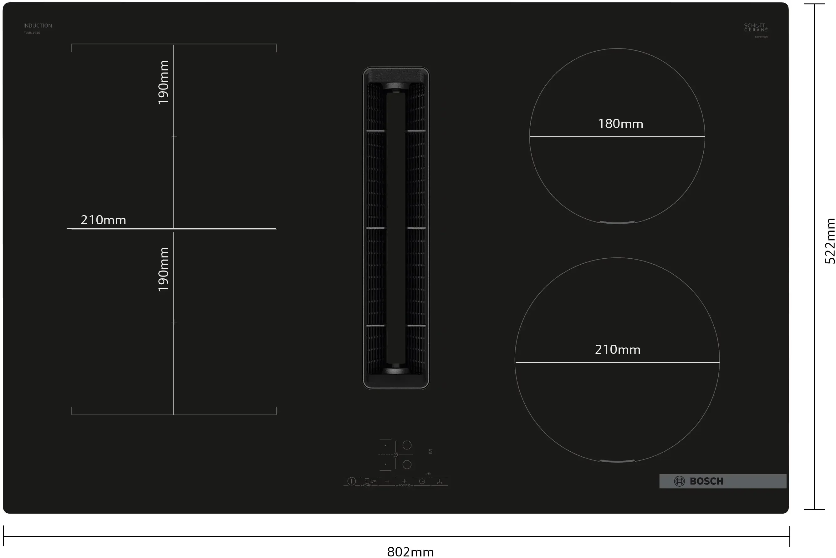Bosch Series 4 PVS811B16E - Black 4 Zone Venting Hob - B energy - Image 3