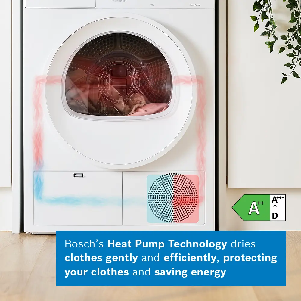 Bosch Series 4 WTH85225GB - White 8KG Heat Pump Condenser Dryer - A++ energy - Image 5