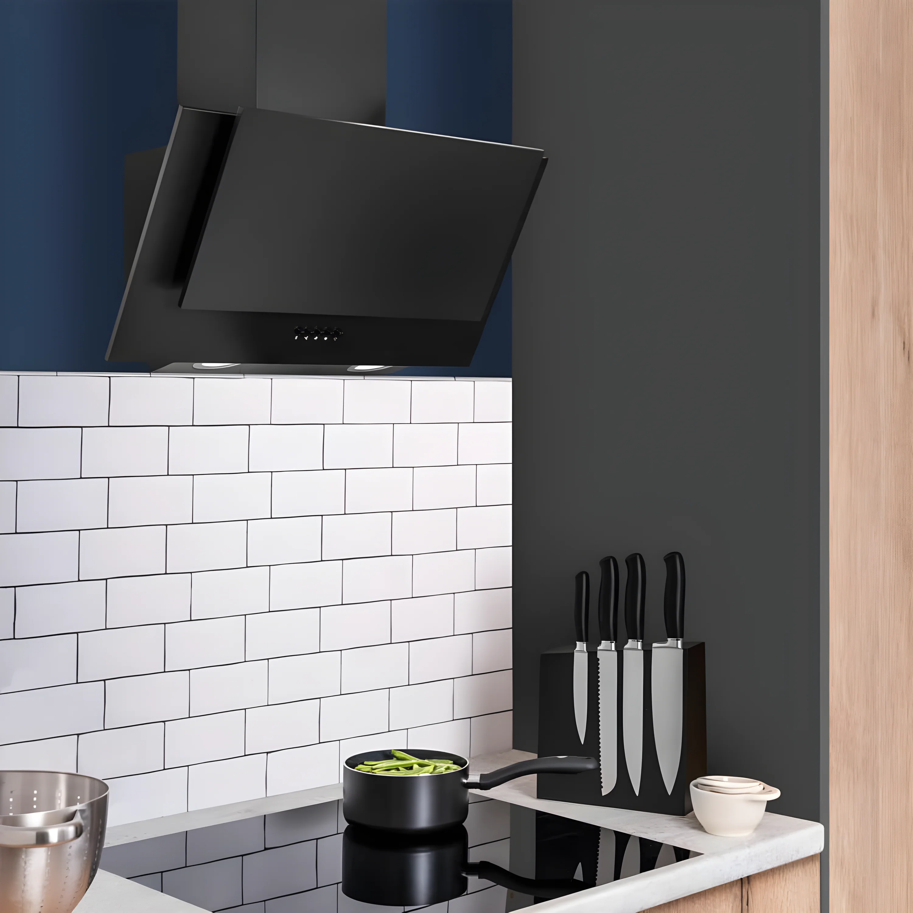 Caple AH600BK - Black 60cm Angled Wall Extractor - 280m³/h - C Energy Rating - Image 2