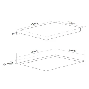 Caple C858i - Black 59cm 4 Zone Induction Hob - Touch Control, Bridgeable Zones, Digital Power Display - Image 3