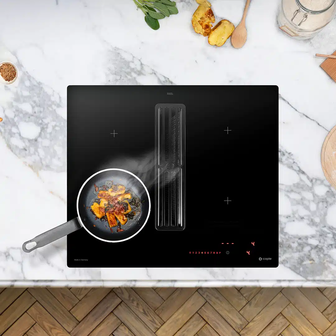 Caple DD610BK - Black Glass Induction Hob with Downdraft Extractor - 4 Zones - B Energy Rating - Image 2