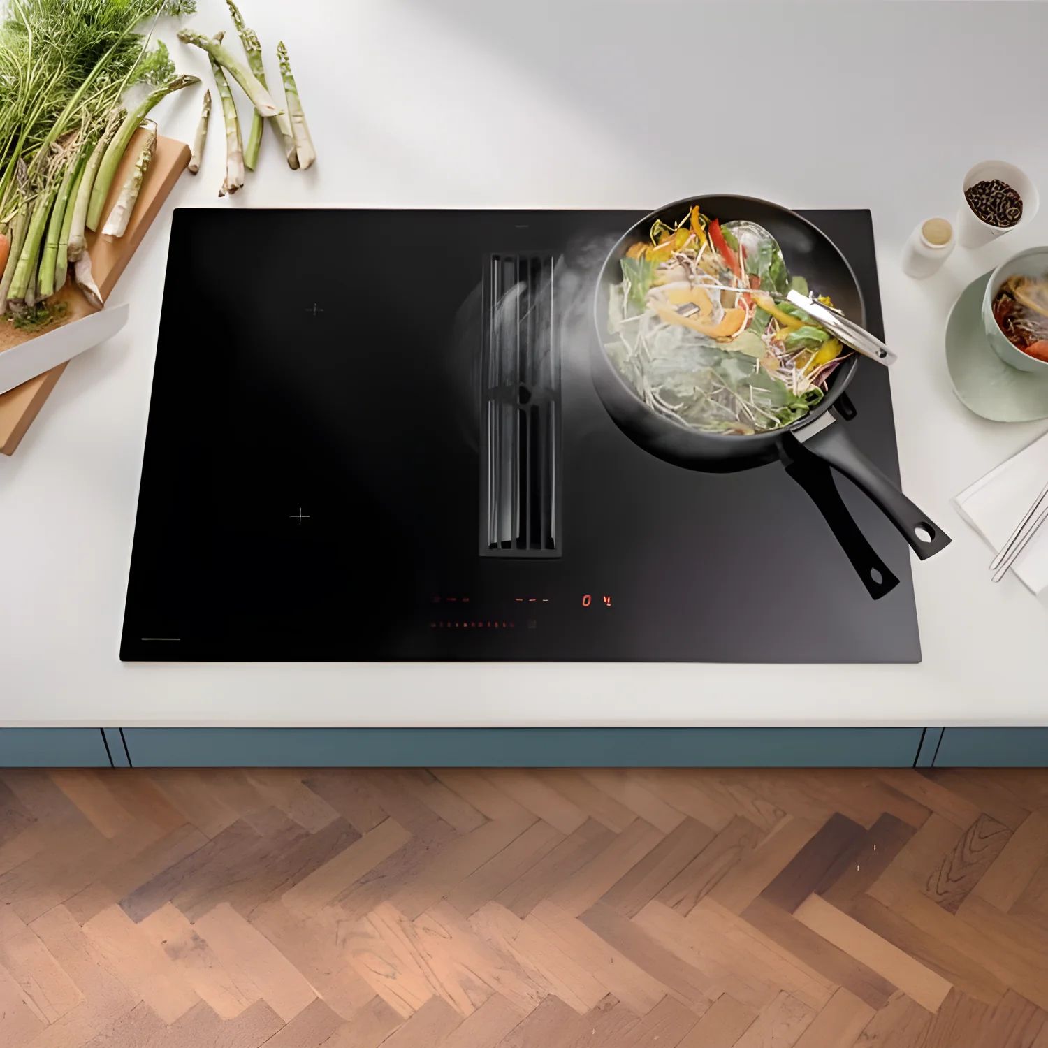 Caple DD820BK - Black 80cm Induction Hob with Downdraft Extractor - 4 Zones - A+ Energy - Image 2