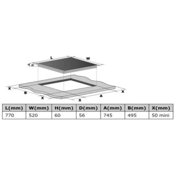 Cata UBIND77F - Black 77cm Induction Hob - 4 Cooking Zones - Image 2
