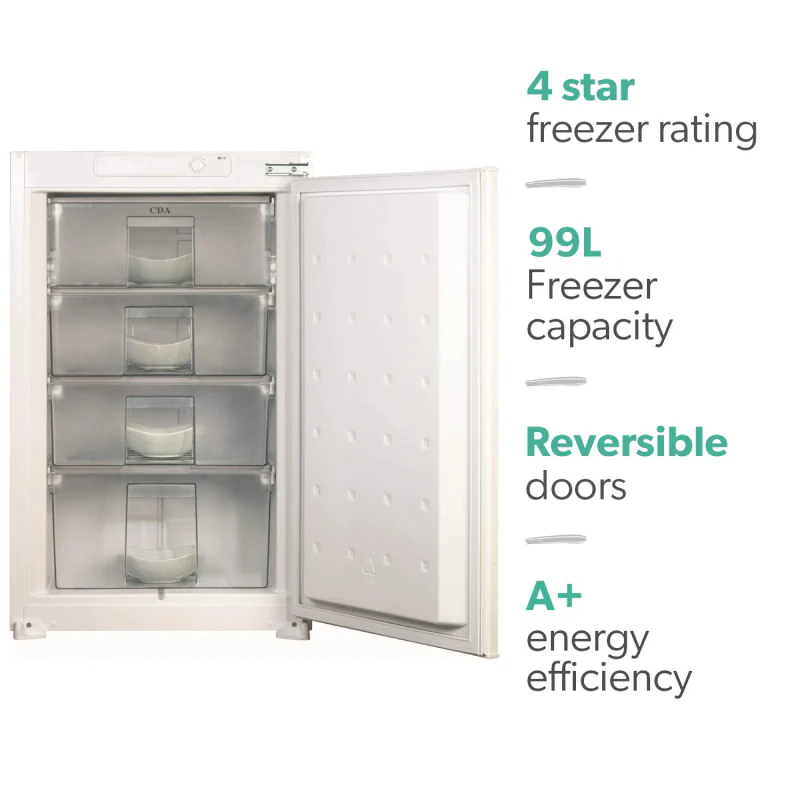 CDA FW482 - White Integrated Freezer - F energy - Image 2