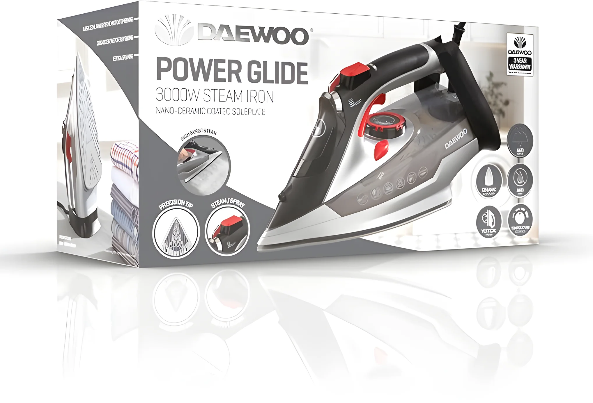 Daewoo SDA1591 3000W Power-Glide Steam Iron - Image 2