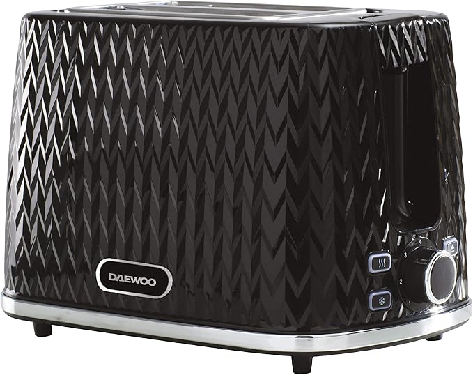 Daewoo SDA1774 - Black 2 Slice Toaster - Self-centering, High Lift, Anti-jam - A Energy