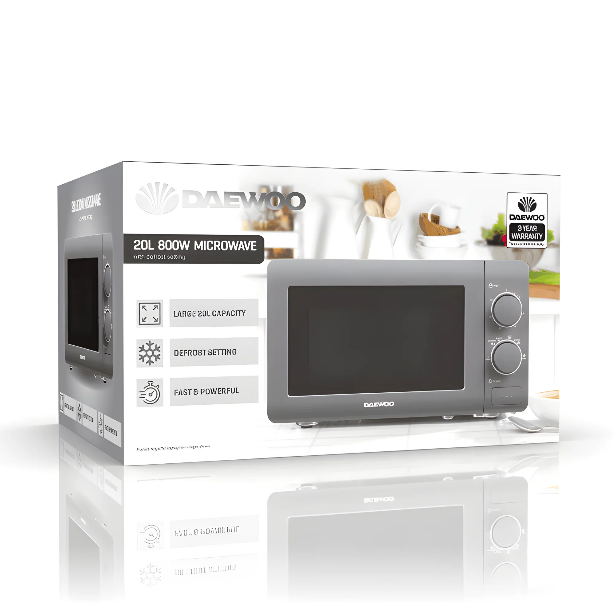 Daewoo SDA1961GE Microwave Oven in Grey - 20L 800W Manual - Image 3