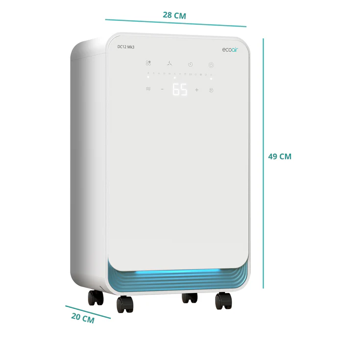 EcoAir DC12 MK3 - White 12L Dehumidifier - Digital Display - 2L Tank - Image 3