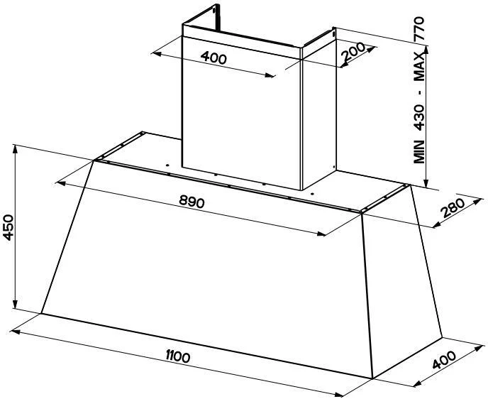 Faber CHLOE-XL-CI - Cast Iron 110cm Chimney Hood - 600m³/h - C Rated - Image 4