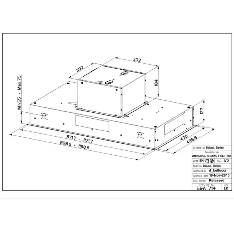 Faber Heaven 2.0 EV8+ KL X 90 - Stainless Steel Ceiling Integrated Extractor - 700 m³/h - Energy A - Image 3