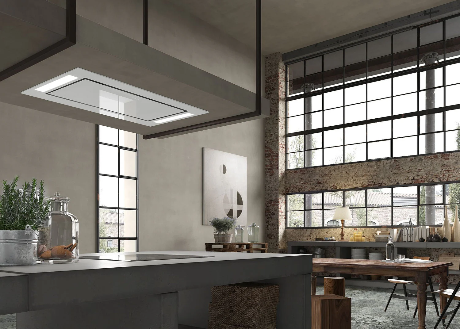 Faber Heaven 3.0 X Slim KL A90 - White Glass 90cm Ceiling Integrated Extractor Hood - 700 m³/h - D Energy Rated - Image 2
