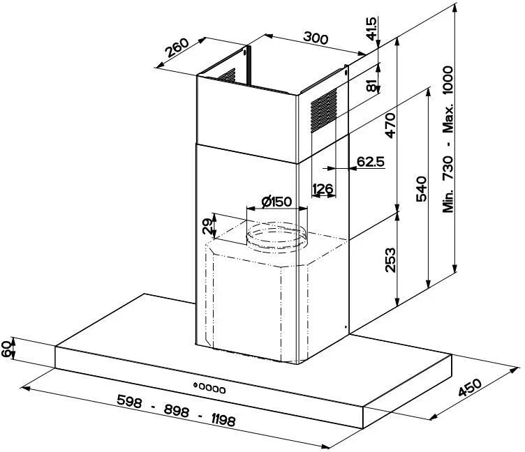 Faber STILO-COMFORT-X-A60 - Stainless Steel Chimney Hood - 60cm - B Rated - Image 2