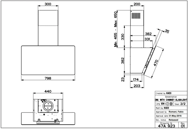 Faber V-AIR-KL-A80 - Black/Brown 80cm Angled Extractor - D Energy Rated - Image 3