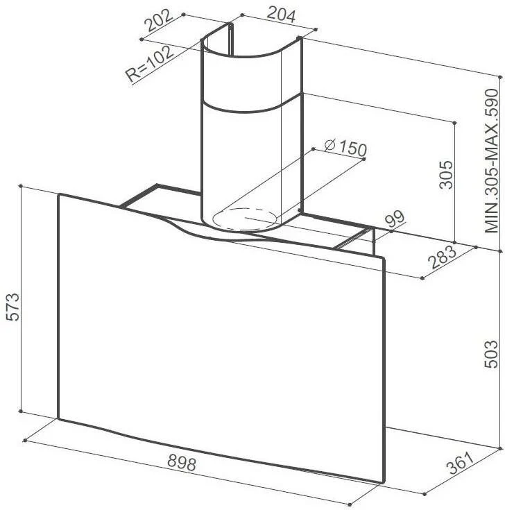 Faber VEIL WH MATT - White Wall Hood Extractor - 90cm -  D Energy - Image 2