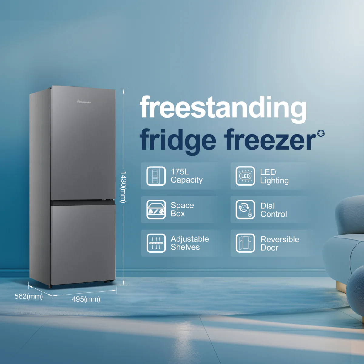 Fridgemaster MC50165ES - Silver Fridge Freezer - 175L - E Energy Rating - Image 2