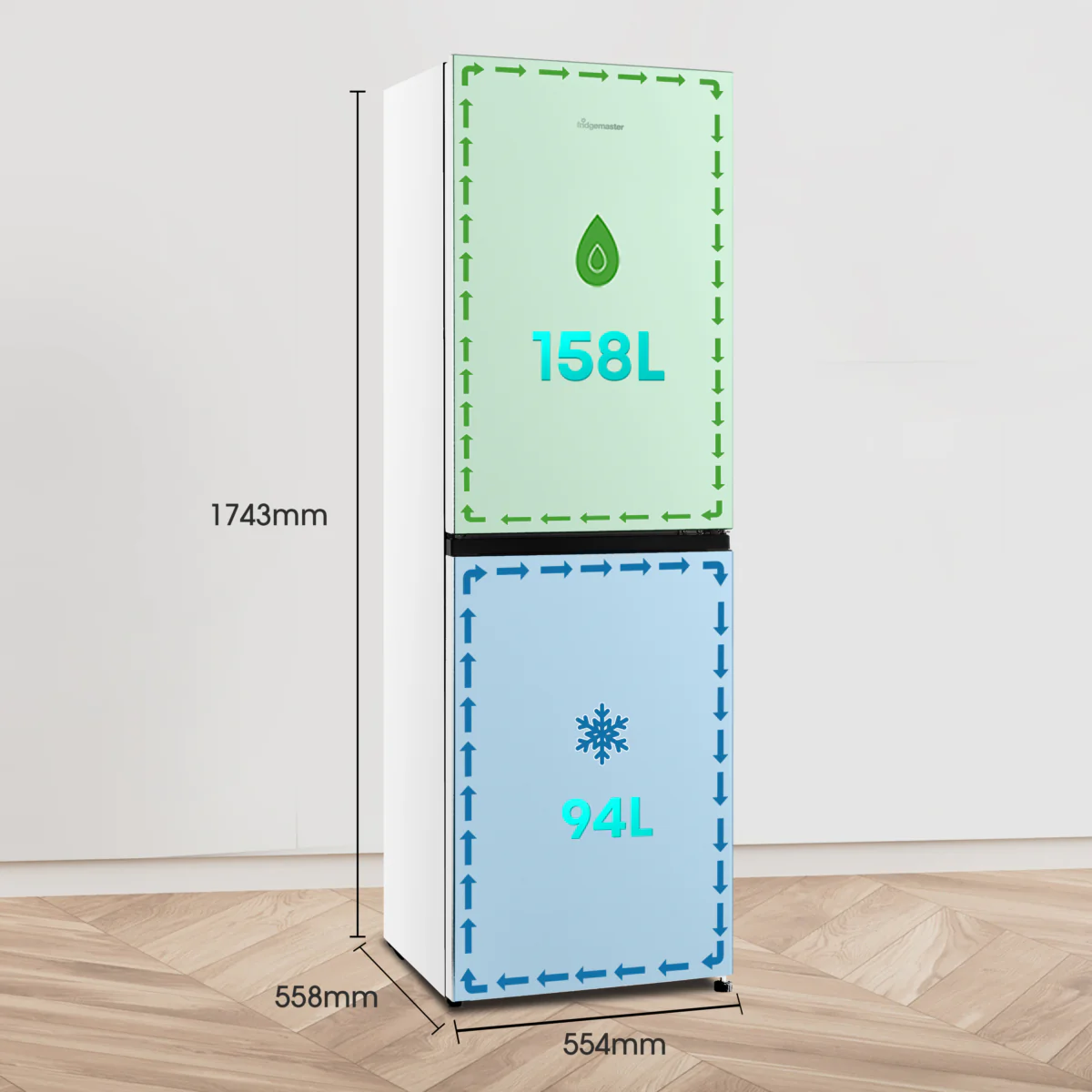 Fridgemaster MC55240E - White Fridge Freezer - 252L Capacity - E Energy Rating - Image 2