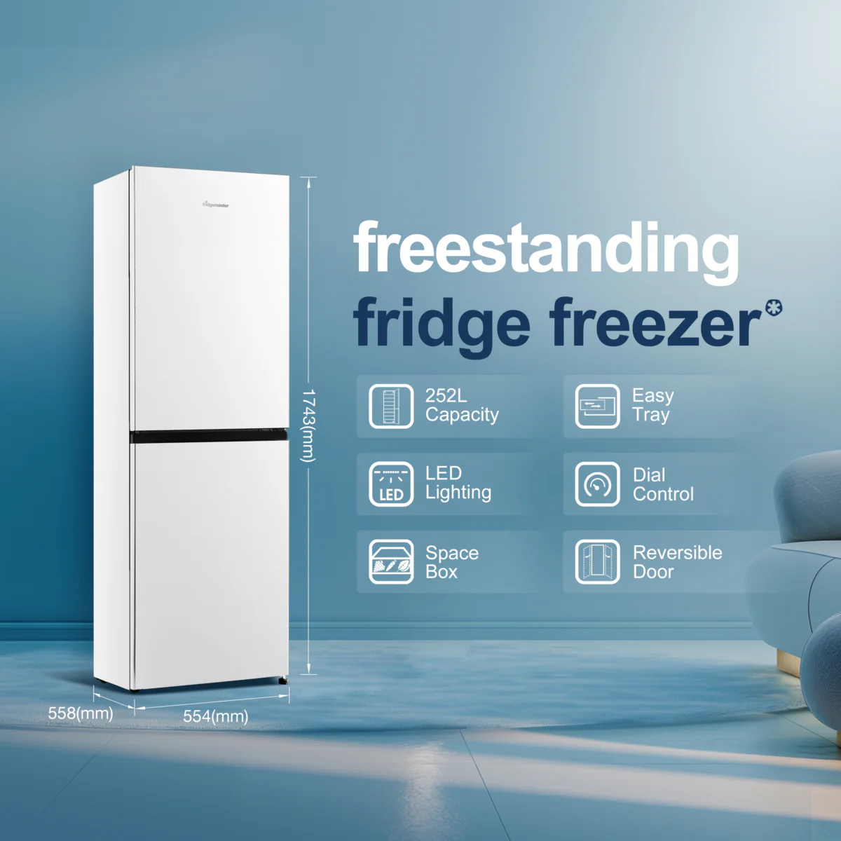 Fridgemaster MC55240E - White Fridge Freezer - 252L Capacity - E Energy Rating - Image 3