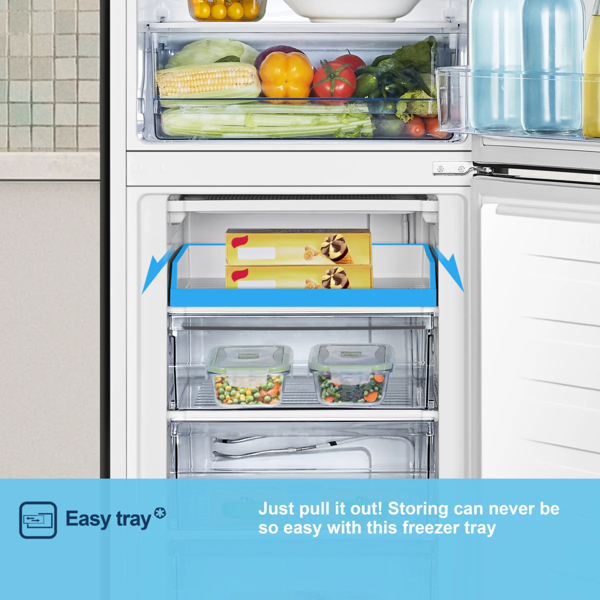 Fridgemaster MC55240E - White Fridge Freezer - 252L Capacity - E Energy Rating - Image 5