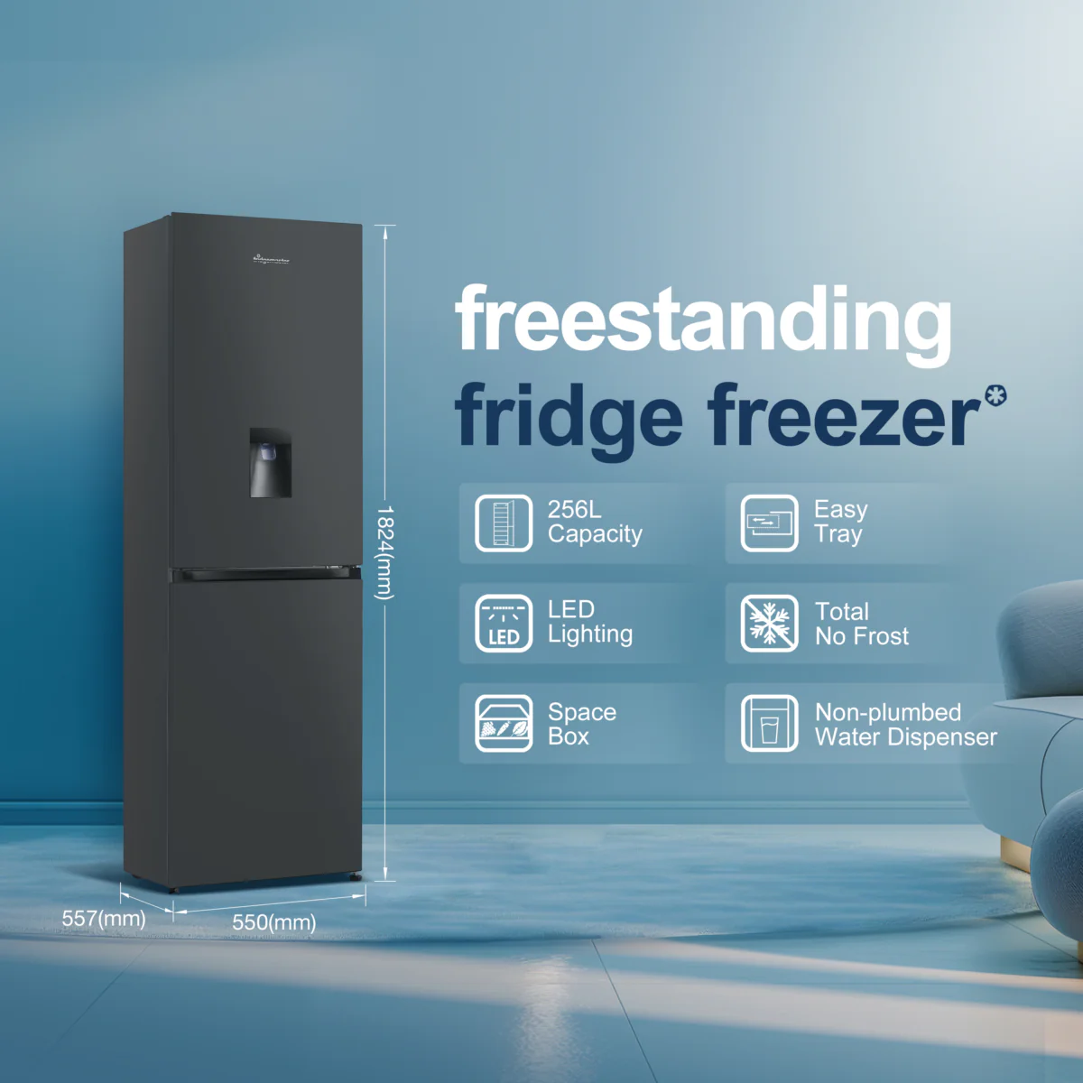 Fridgemaster MC55251DEB - Black Fridge Freezer - 256L - E Energy - Image 2