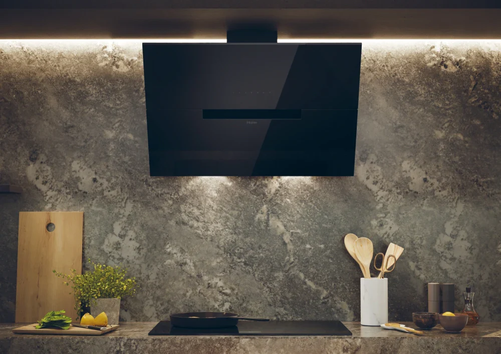 Haier HADG9CBS4BWIFI - Black 90cm Wall Mounted Extractor - A++ Energy Rating - Image 2
