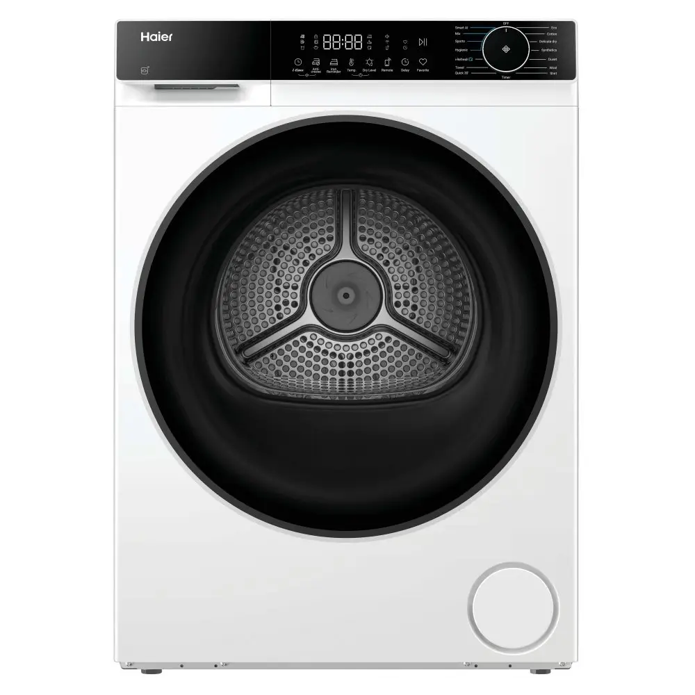 Haier HD120-E357U1-UK - White 12KG Heat Pump Condenser Dryer - D Energy Rating