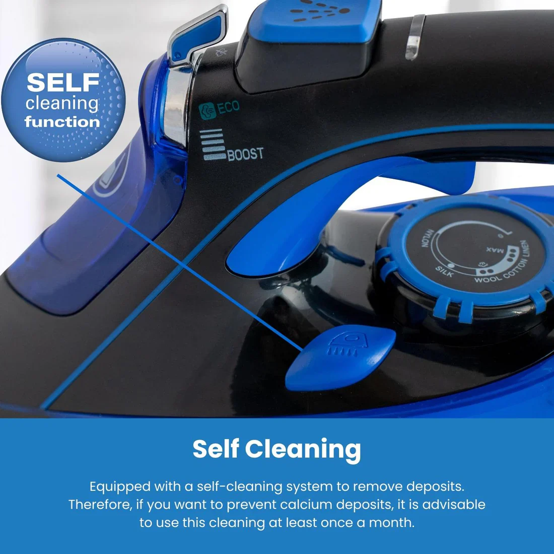 Hamilton Beach HB608BB - Black/Blue Steam Iron - 3000W SteamMax - A Energy - Image 3