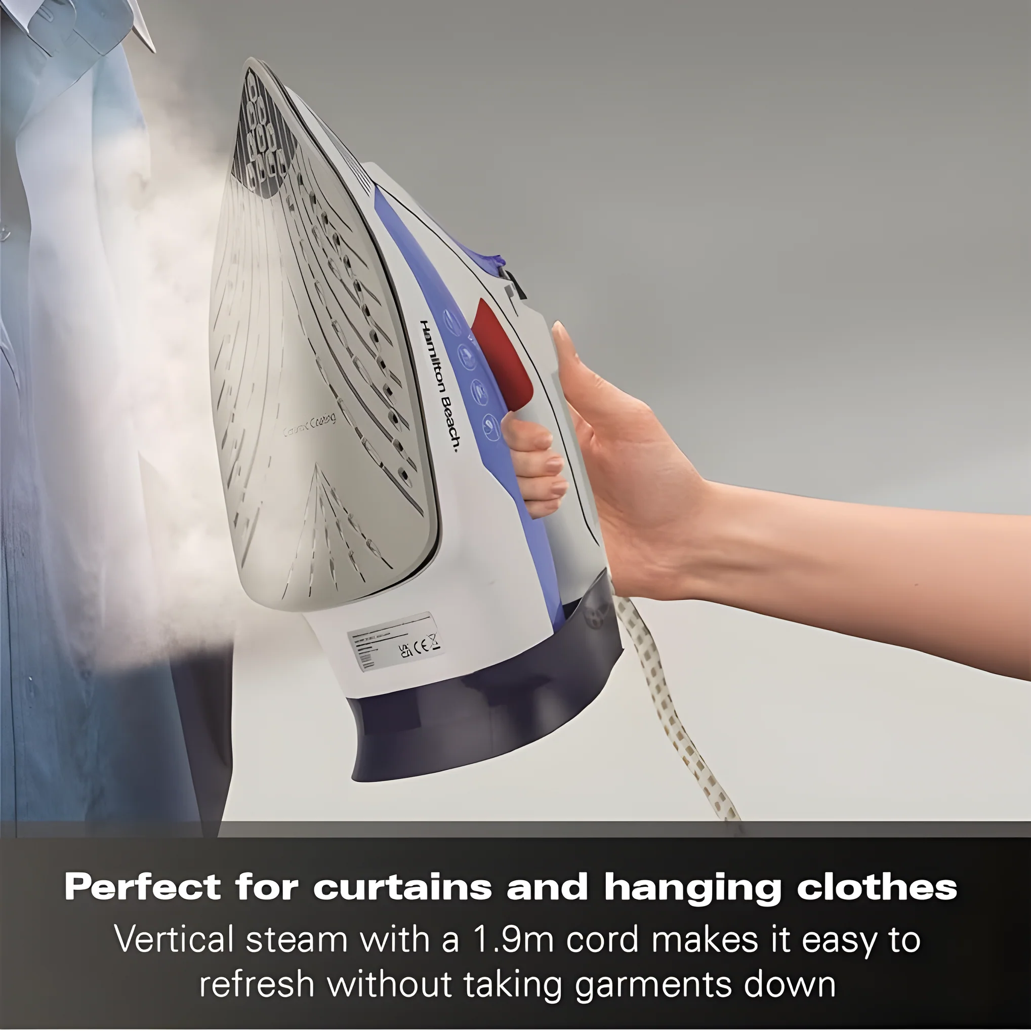 Hamilton Beach HB608WB - Blue Steam Iron - 3000W Ceramic Soleplate - Image 3