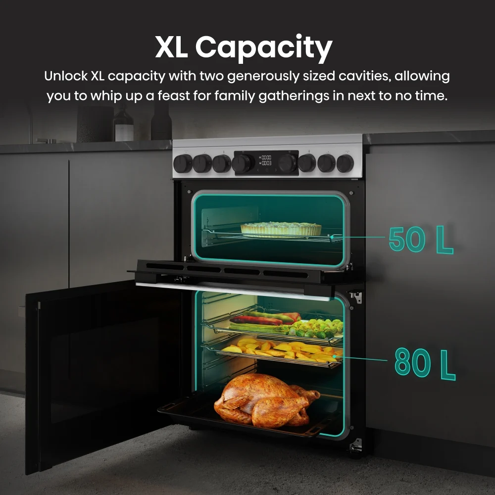 Hisense HDCEC6C20W - White Electric Cooker - Double Oven - A Rated - Image 4