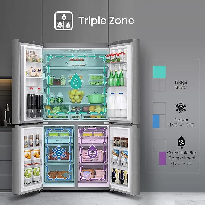 Hisense RQ758N4SWSE 606 Litre 4 Door American Fridge Freezer Non Plumbed Water Dispenser - Grey - E Rated - Image 2
