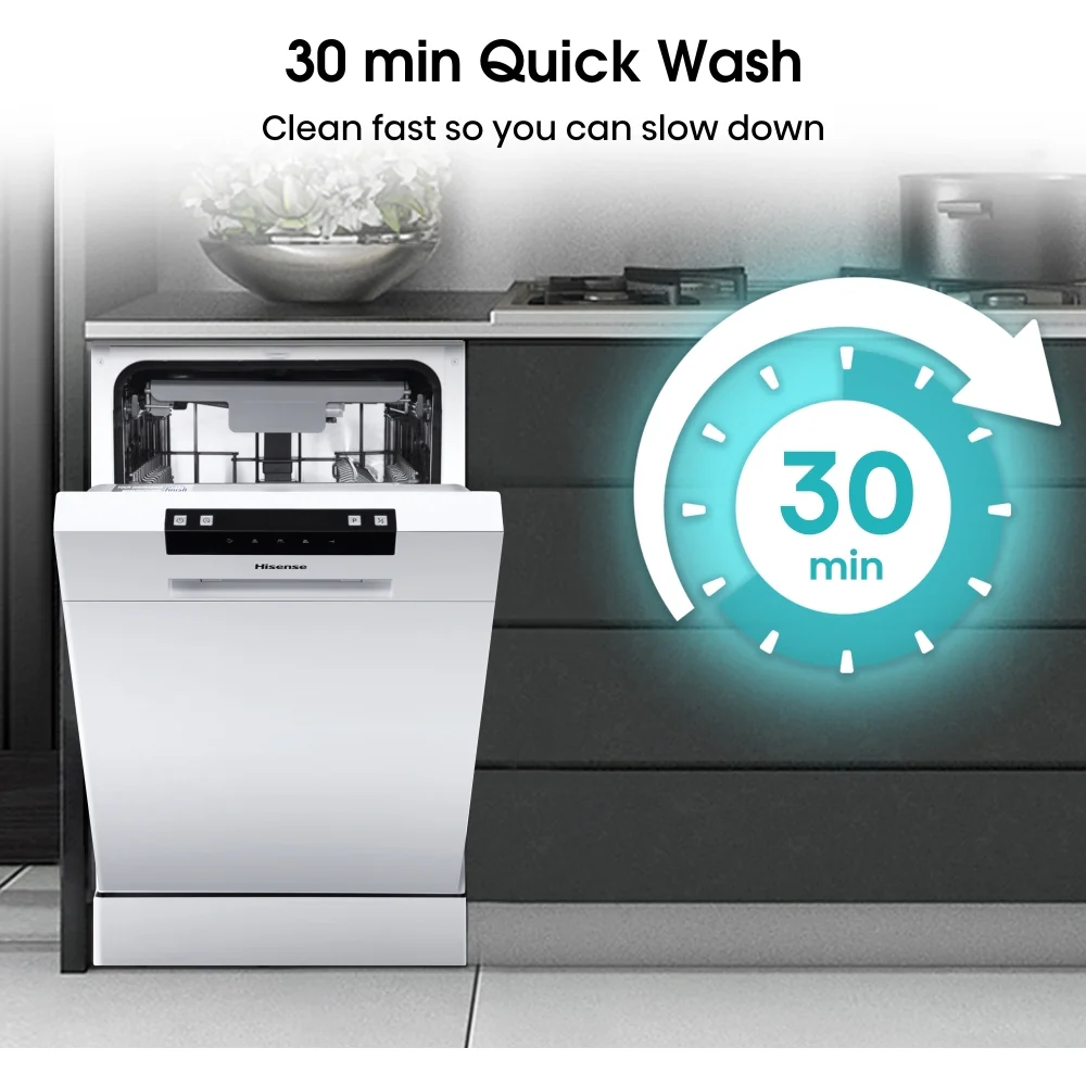 Hisense HS523E15WUK - White Slimline Dishwasher - 10 Place Settings - E Energy Rated - Image 4