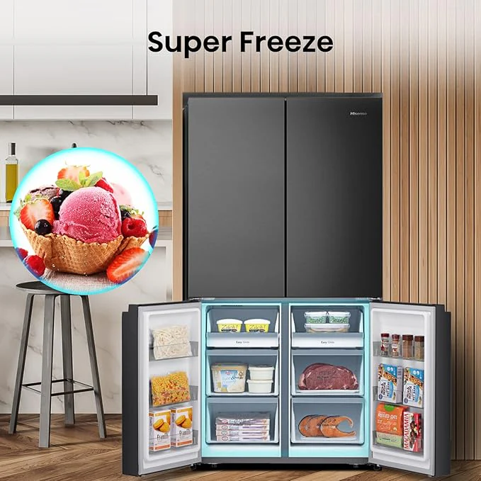 Hisense RQ758N4SAFE - Black American Fridge Freezer - 609L Total Capacity - E Energy Rating - Image 4
