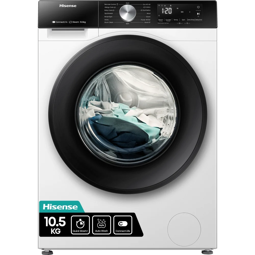Hisense WF3S1043BW3 - White 10.5KG Washing Machine - 1400 RPM - A Energy