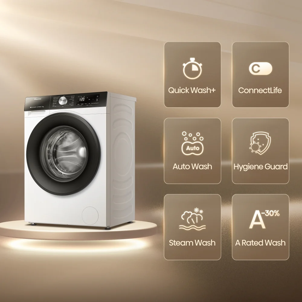 Hisense WF3S9043BW3 - White 9KG Washing Machine - 1400 RPM - A Energy - Image 3