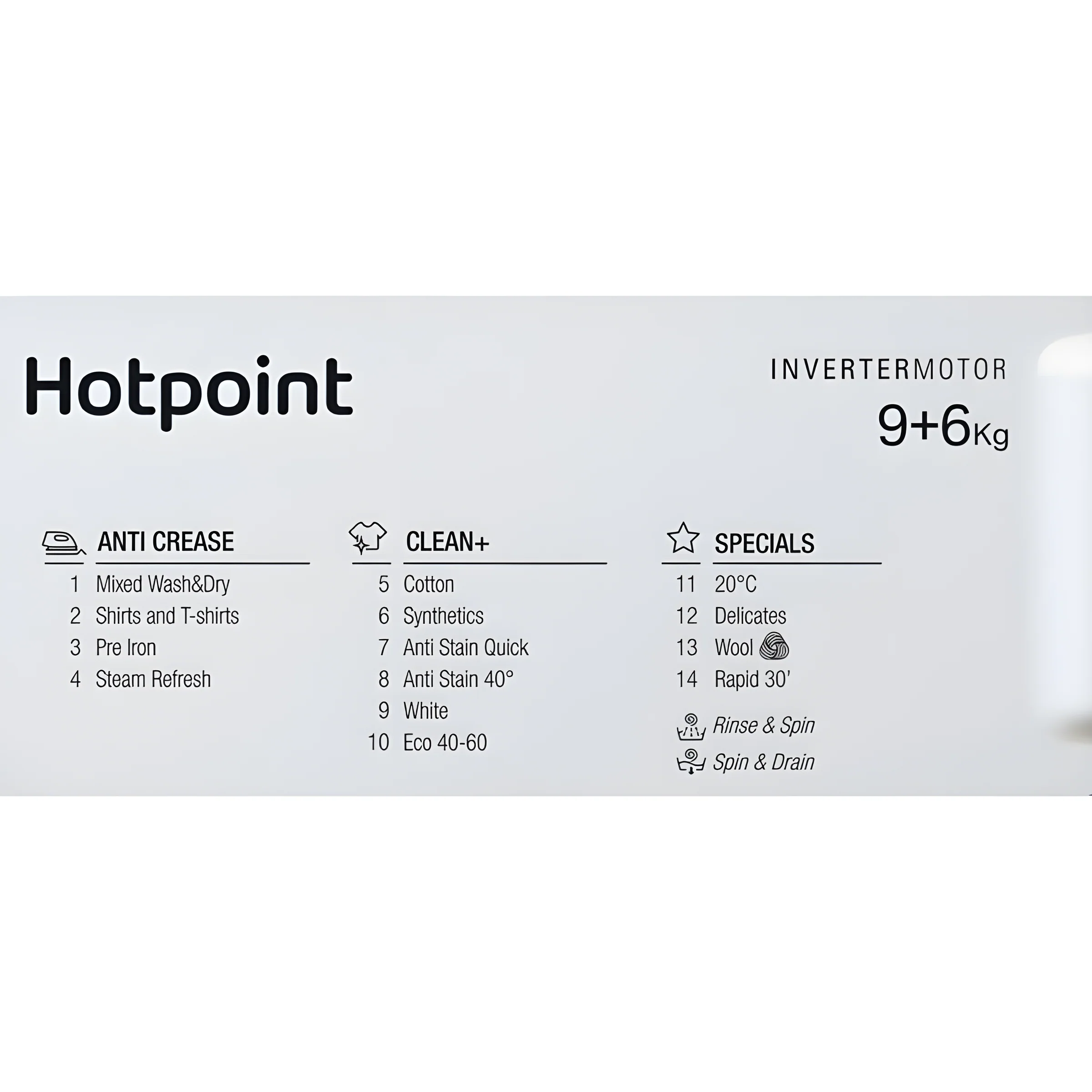 Hotpoint BI WDHG 961485 UK - Integrated 9KG/6KG Washer Dryer - 1400 RPM - D energy - Image 10