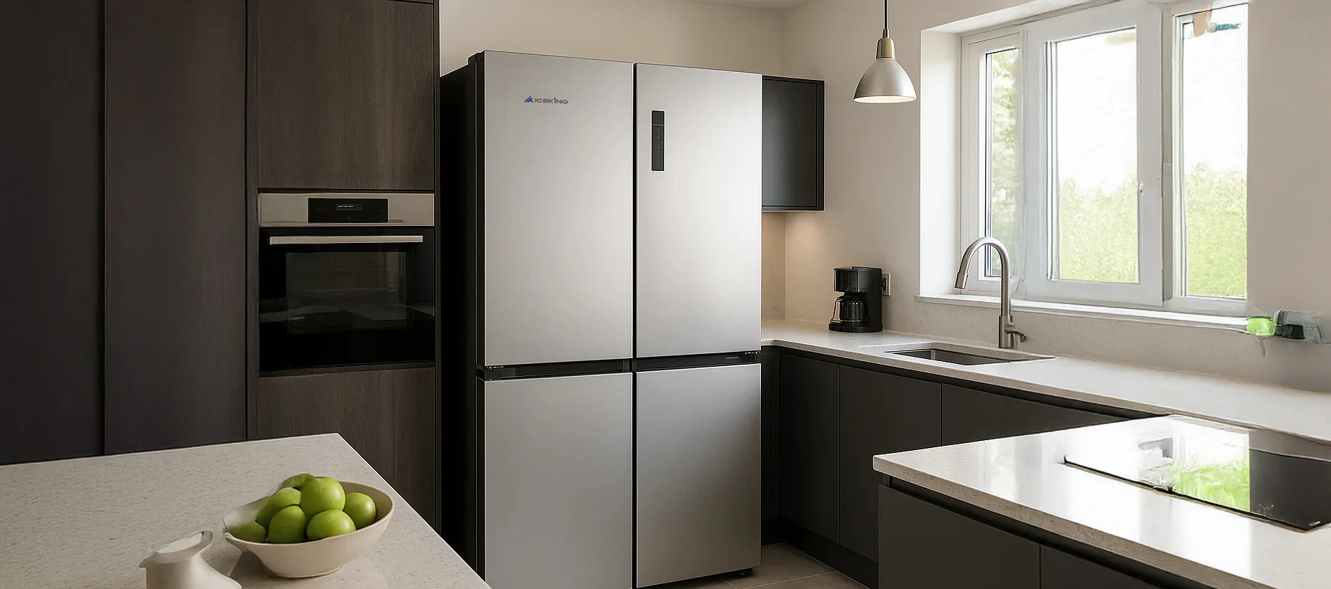 Iceking IQ30-XD183X - Inox American Fridge Freezer - 436L - E Energy - Image 3