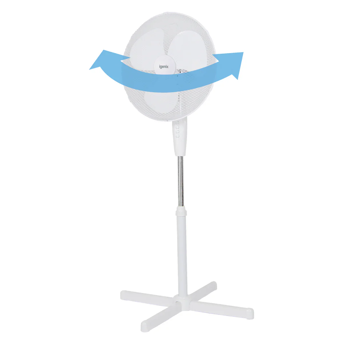 Igenix DF1655 - White 16 Inch Pedestal Fan - 3 Speed, Oscillating, Adjustable Height - A+ Energy - Image 3