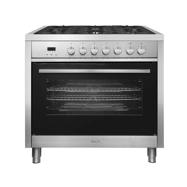 Inalto IR90DFSS - Black and Stainless Steel Range Cooker - 103L - Dual Fuel