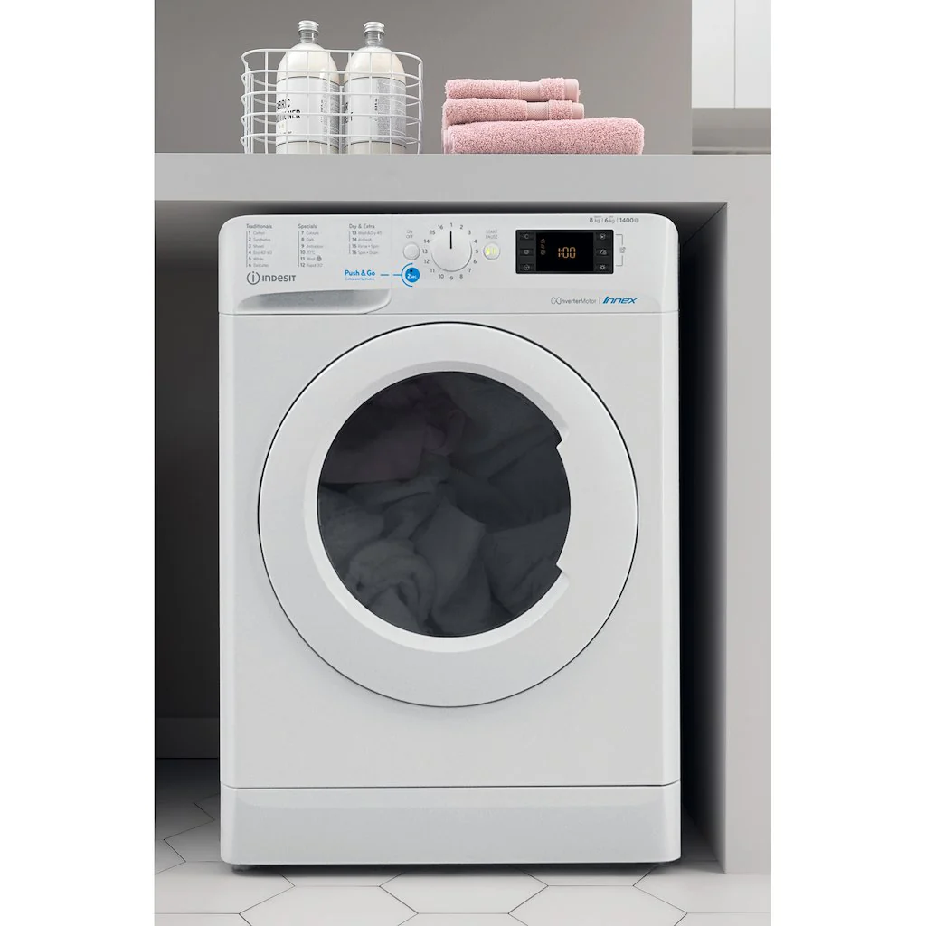 Indesit BDE 96436X W UK N - White 9KG/6KG Washer Dryer - 1400 RPM - D energy - Image 3